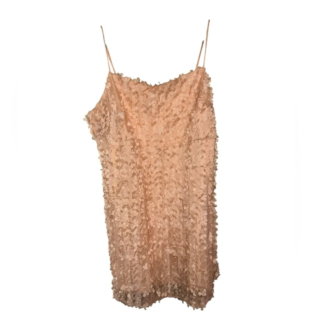 Anthropologie 3D Floral Appliqué Mini Dress L Boho Wedding Guest Garden Party - Picture 3 of 12